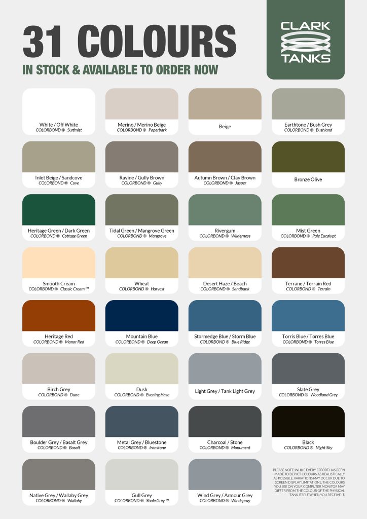 Clark Tanks Colour Chart
