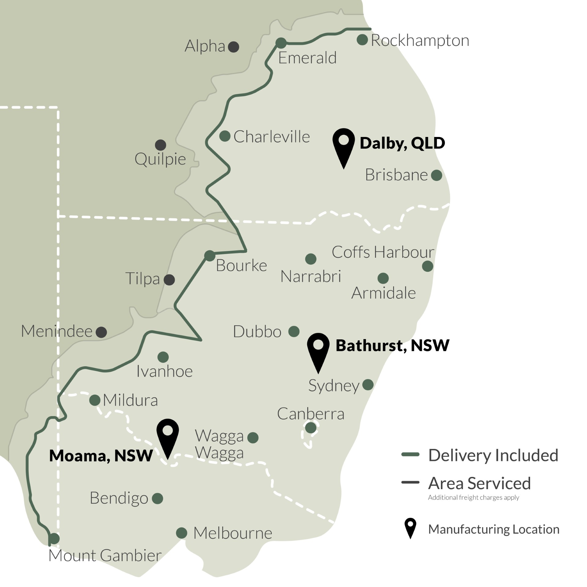 Clark Tanks Delivery Zones Map